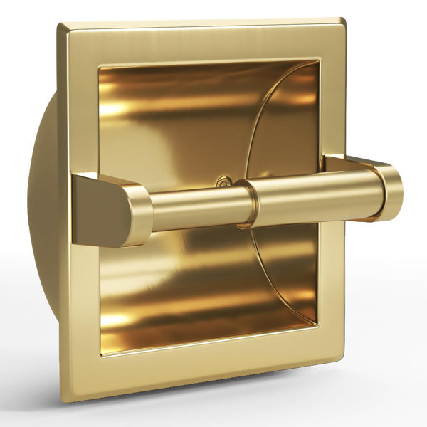 COAHAHA Brushed Gold Recessed Toilet Paper Holder SpaceSaving